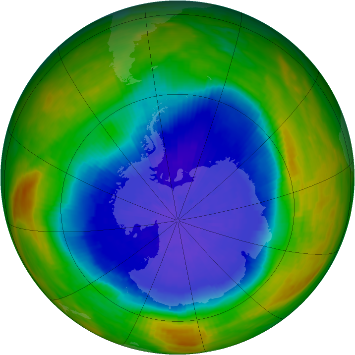 Antarctic ozone map for 24 September 1989